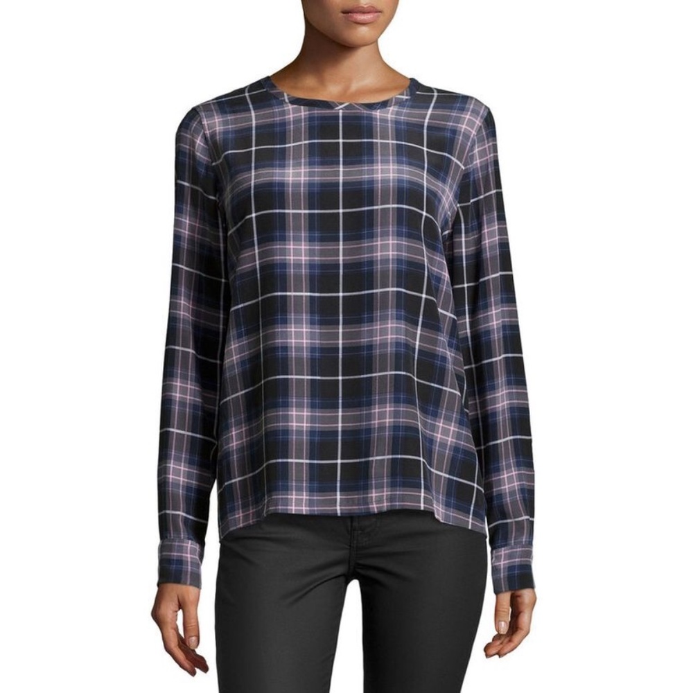 Equipment Liam Tee Plaid Silk Blouse